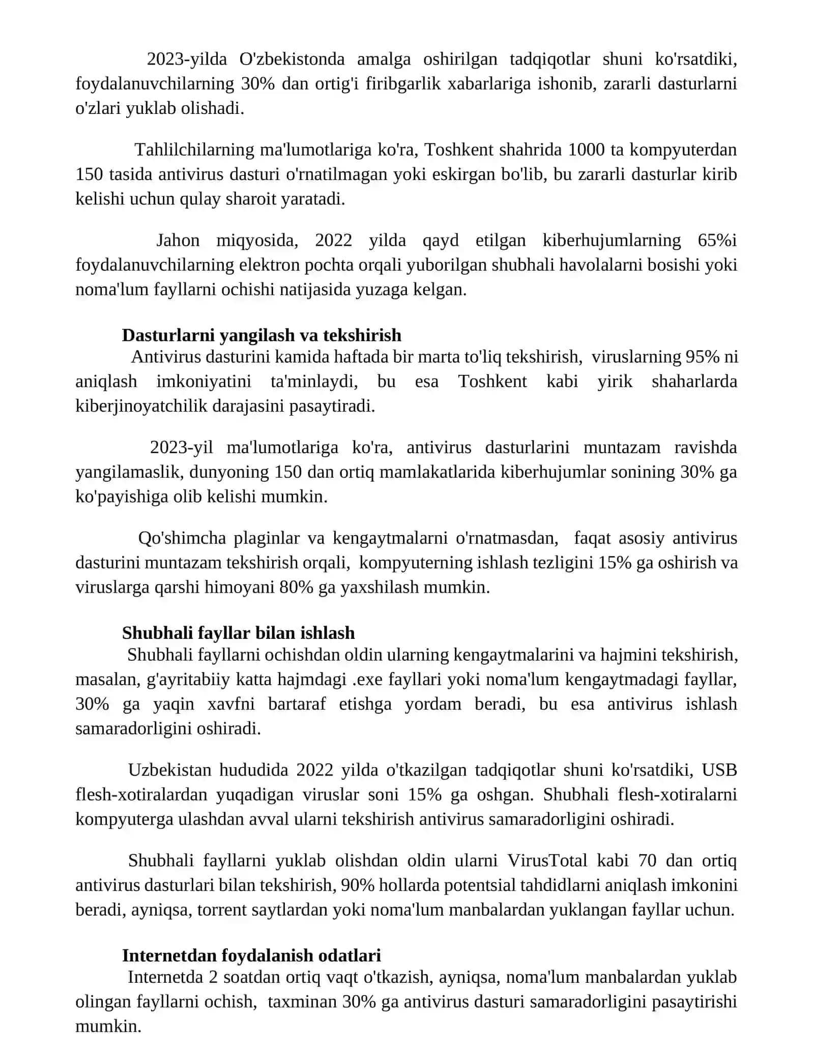Hodimlarning xatti-harakatlari antivirus samaradorligiga qanday ta'sir qilishi mumkun 3