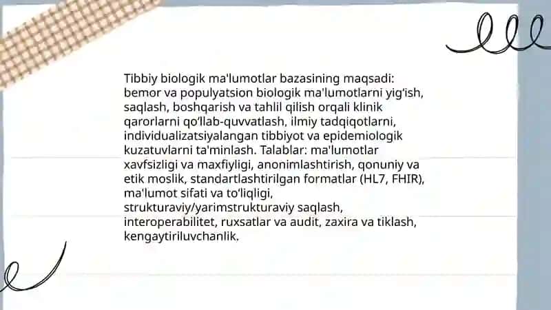 Tibbiy biologik ma'lumotlar bazasini yaratish 3