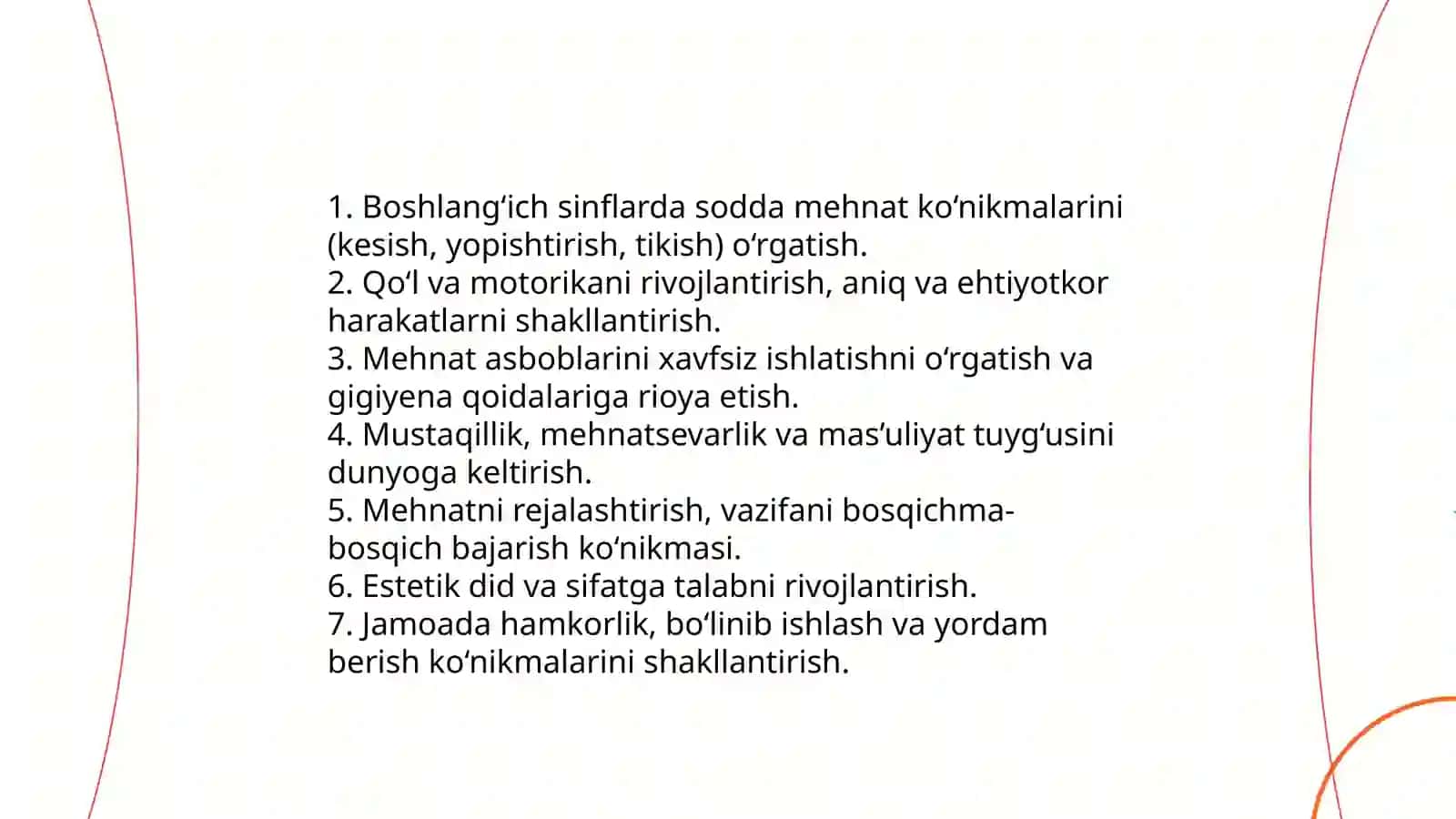Boshlang'ich sinflarda mehnat tarbiyasining vazifalari 3