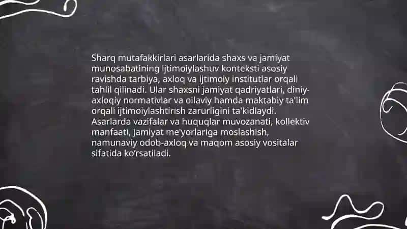 Sharq mutafakkirlari asarlarida shaxs ijtimoiylashuv masalalarining yoritilishi 3