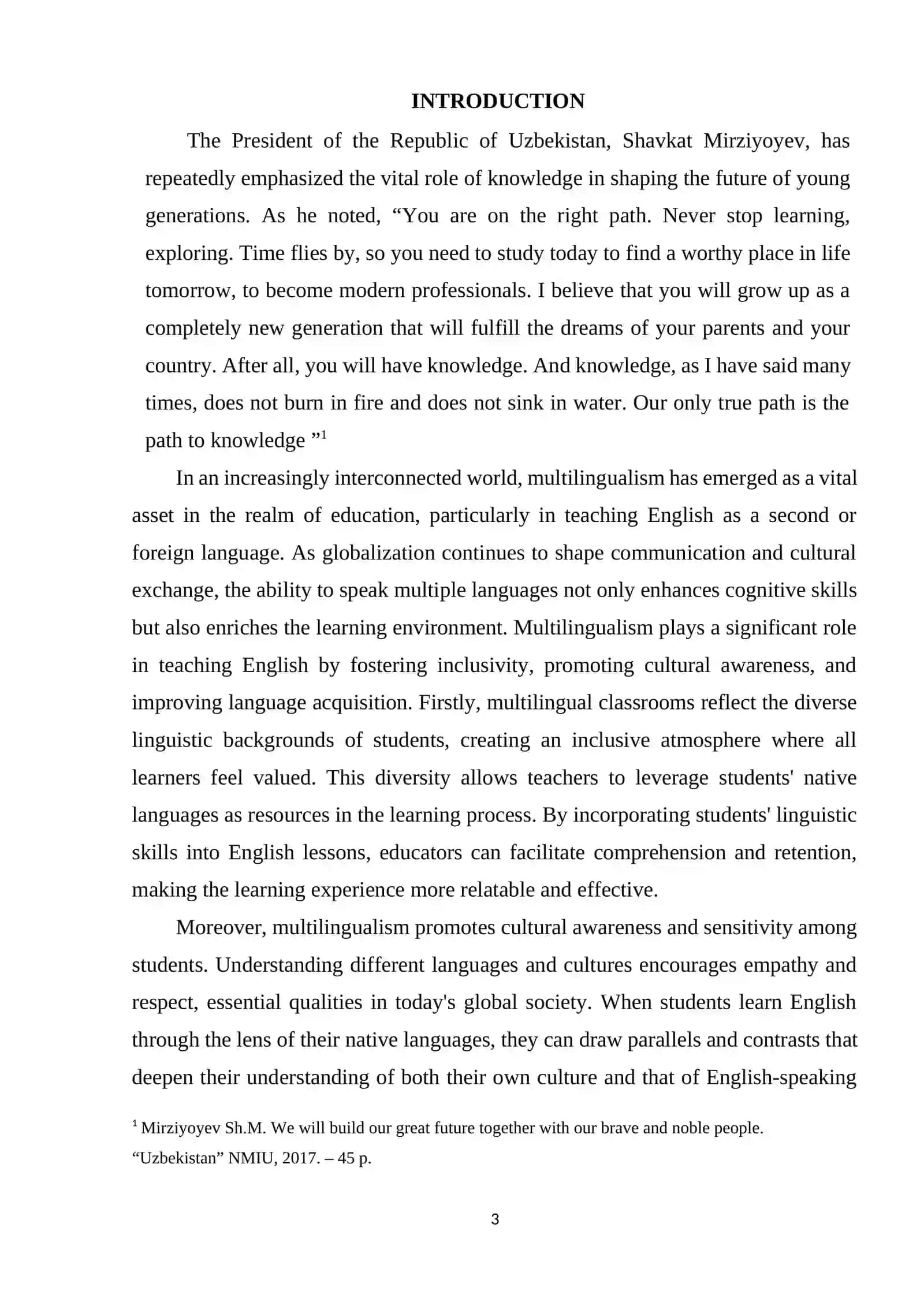 THE ROLE OF MULTILINGUALISM IN TEACHING ENGLISH 3