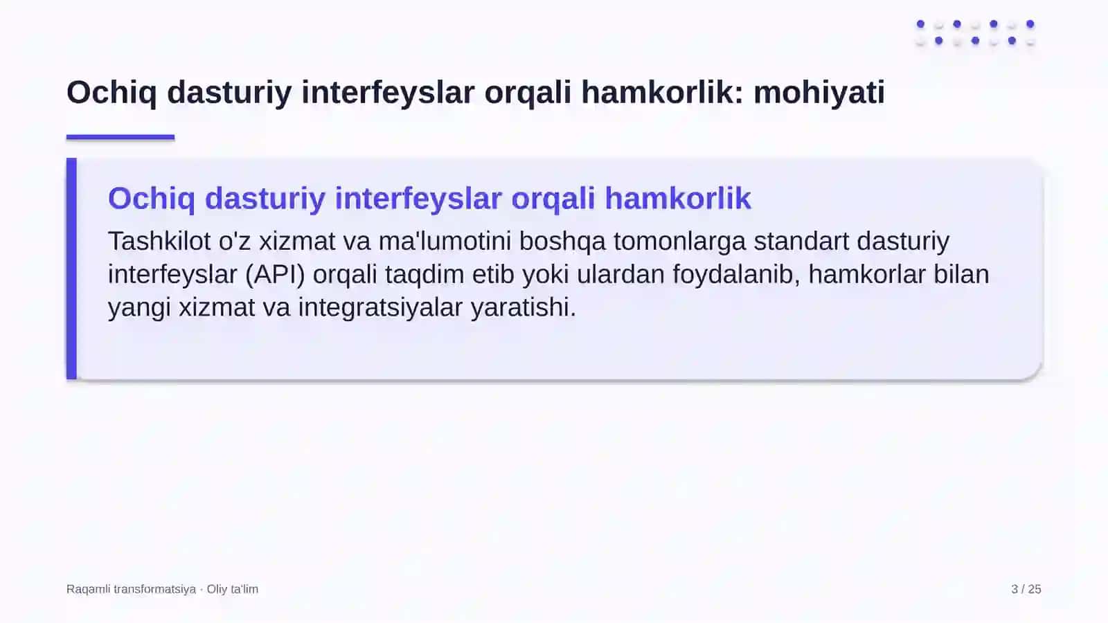 Lift xo'jaligida ochiq dasturiy interfeyslar orqali hamkorlik qilish 3