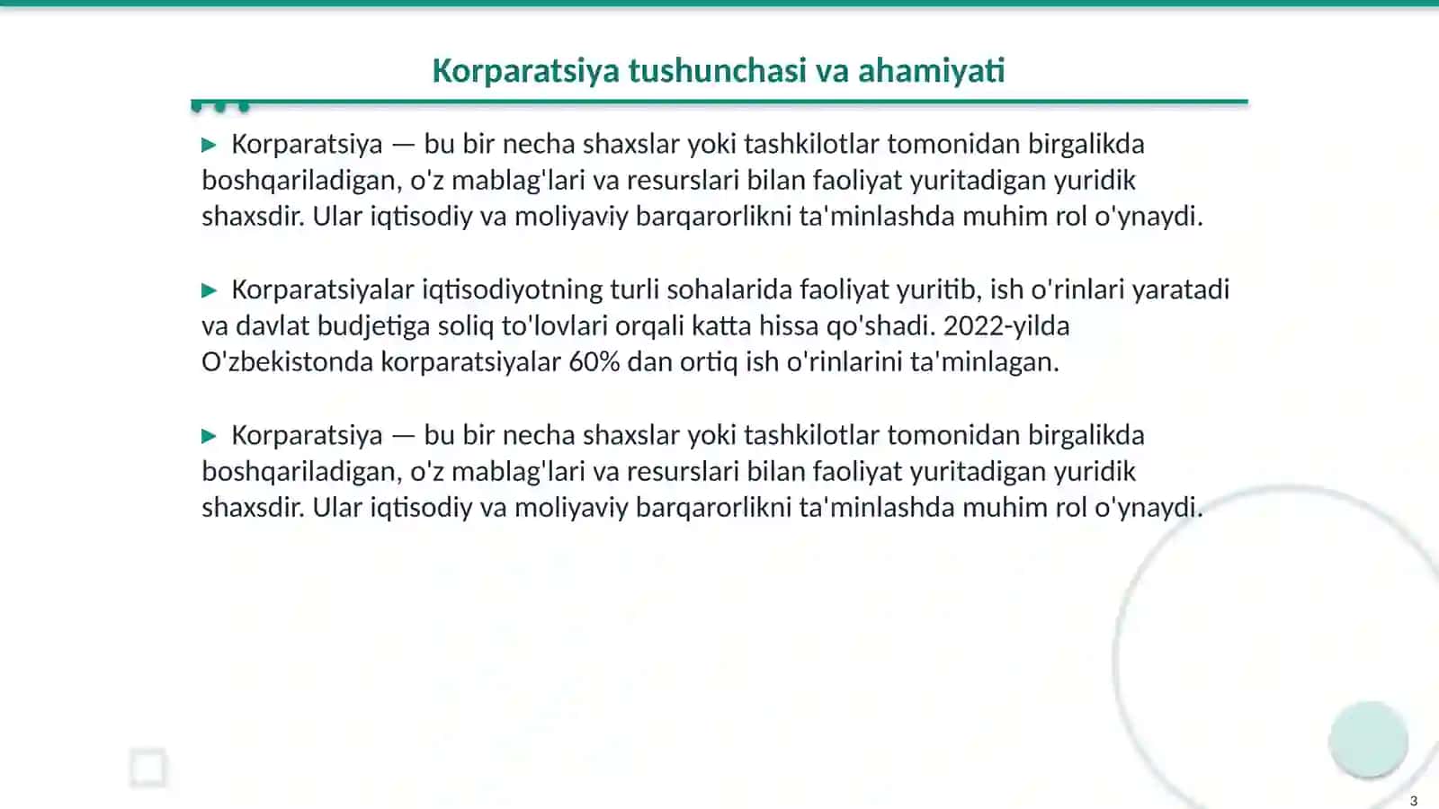 Korparatsiyalar turlari 3