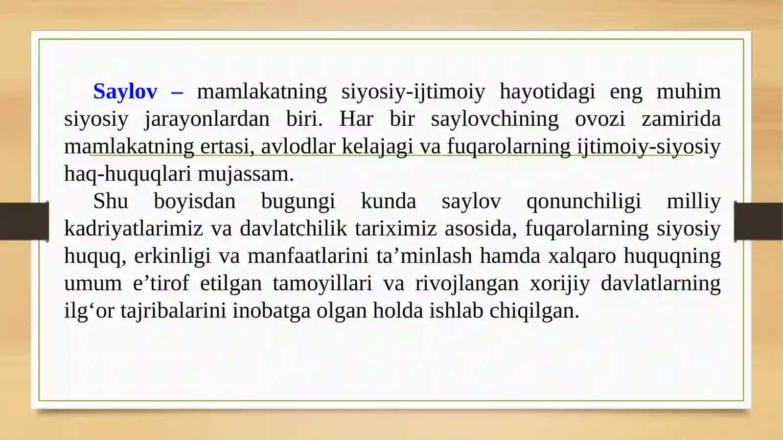 Saylov tushunchasini o'rgating 3