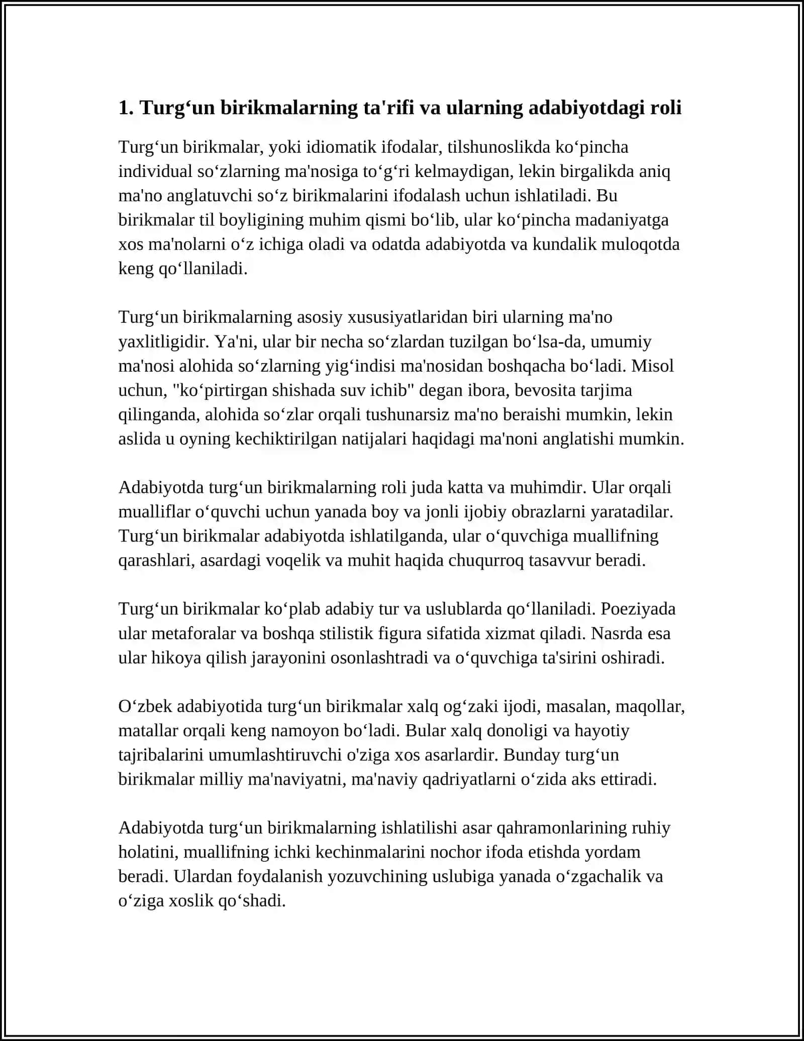 ABDULLA QAHHOR HIKOYALARIDA TURG‘UN BIRIKMALARNING QO‘LLANISHIGA MISOLLAR KELTIRISH 3