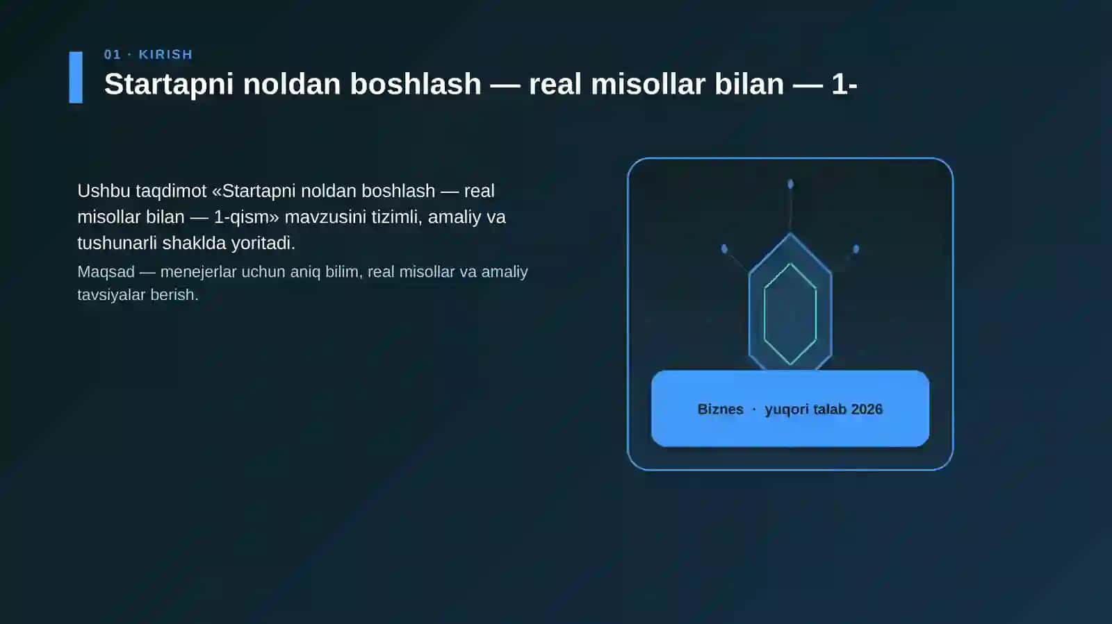 Startapni noldan boshlash — real misollar bilan — 1-qism 3
