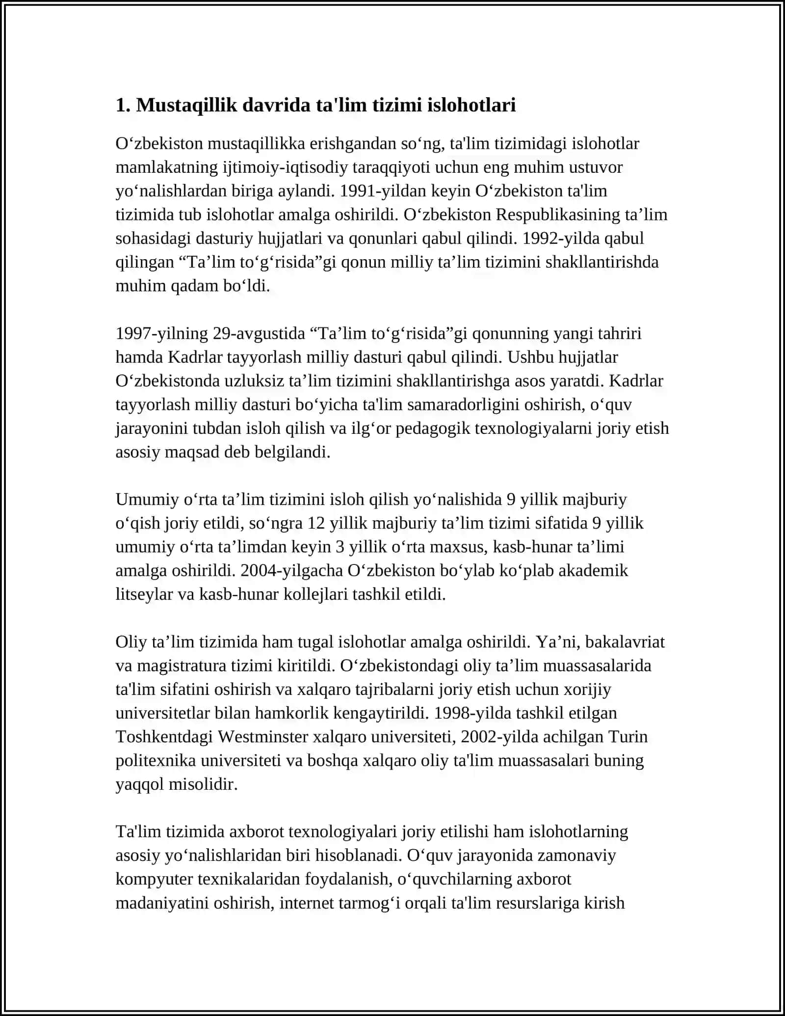 O‘zbekistonda Talim Tizimi Rivojlanishi 3