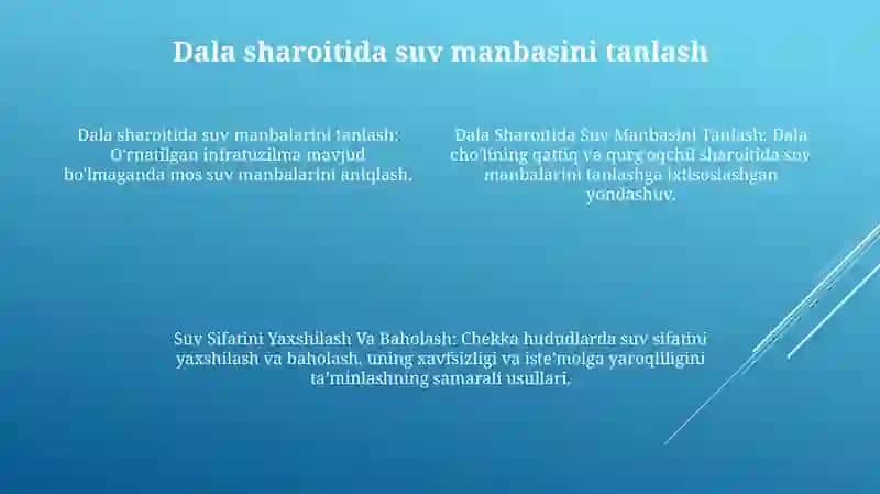 Dala Sharoitida Suv Manbasini Tanlash 3