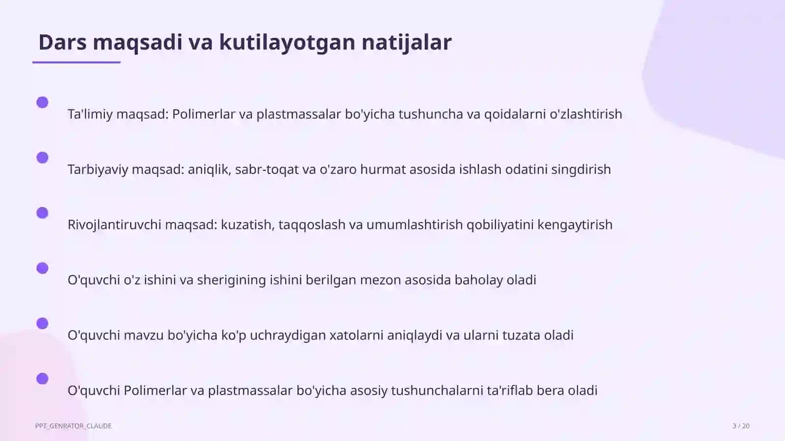 Polimerlar va plastmassalar (11-sinf) 3