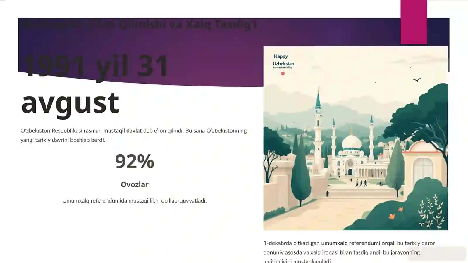Mustaqil O‘zbekiston Respublikasi: Tarixiy Yo‘l va Milliy Taraqqiyot 3