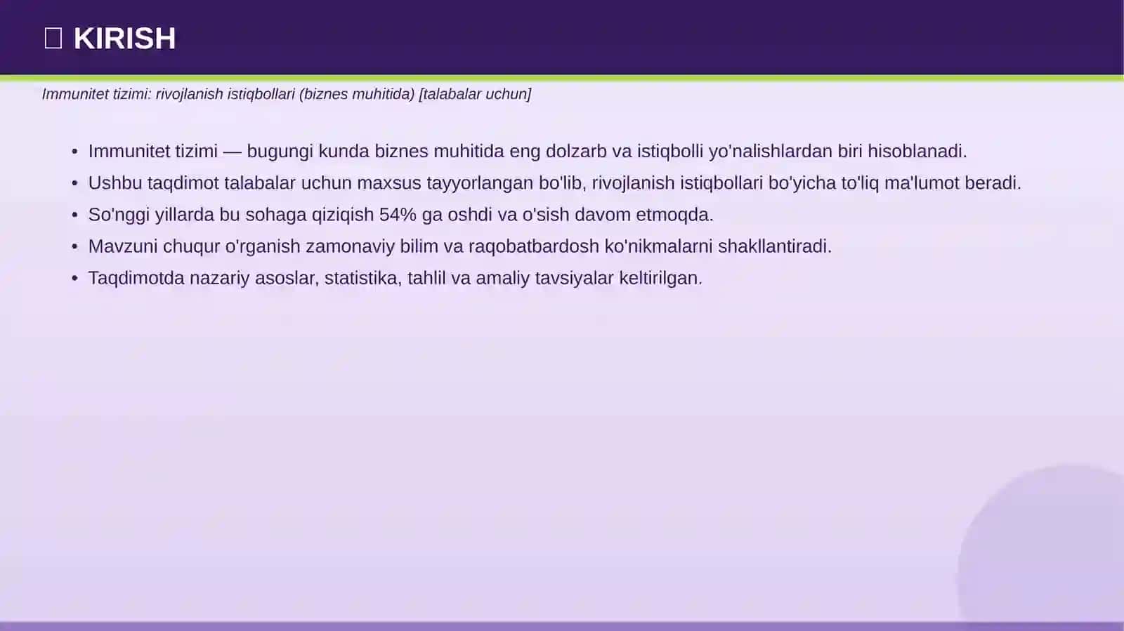 Immunitet tizimi: rivojlanish istiqbollari (biznes muhitida) [talabalar uchun] 3
