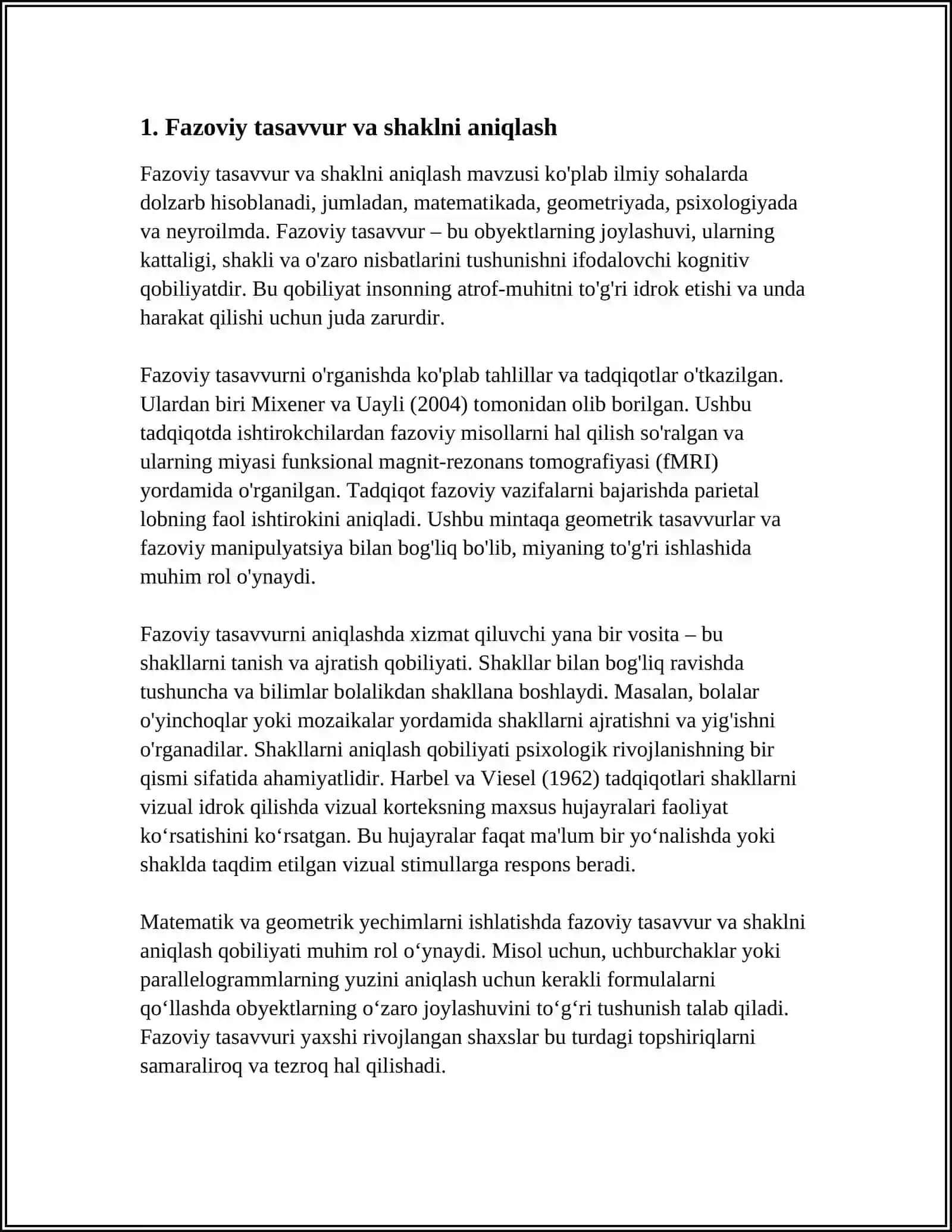 EGMA VA TIMSS XALQARO BAHOLASH DASTURIDA "FAZO VA SHAKL" MAZMUN SOHASIGA OID TOPSHIRIQLAR TIZIMINI ISHLAB CHIQISH 3