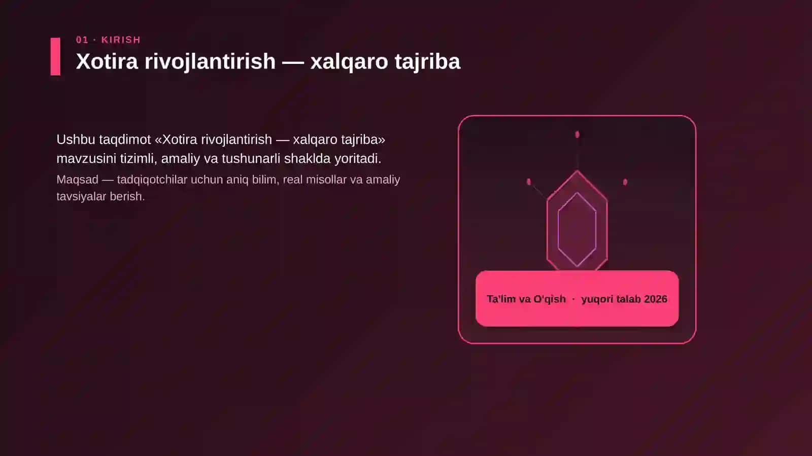Xotira rivojlantirish — xalqaro tajriba 3