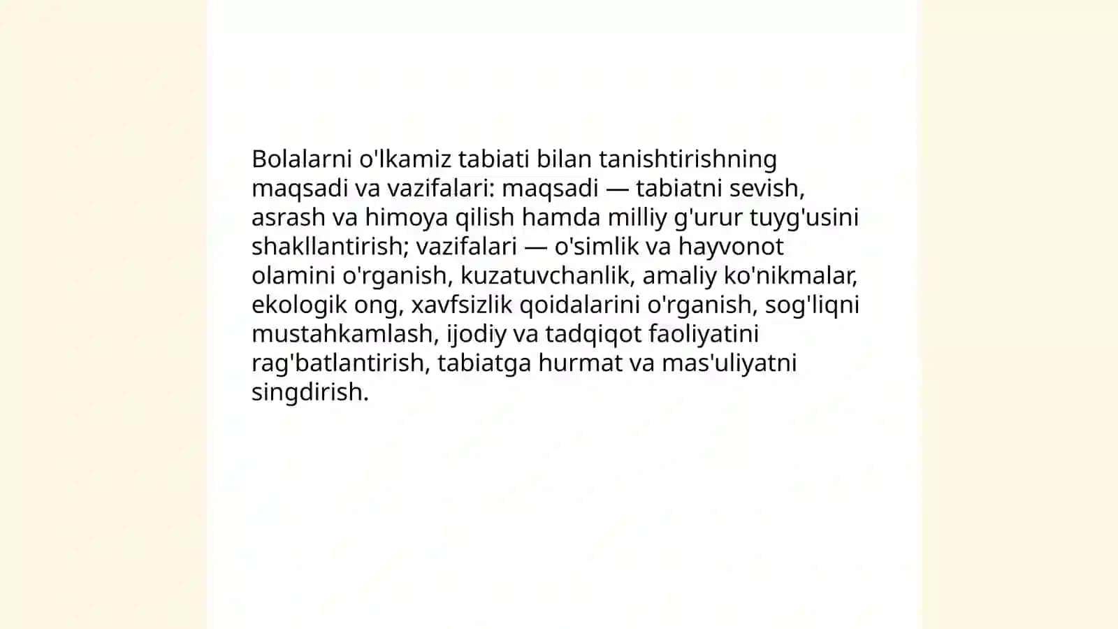 Bolalarni o'lkamiz tabiati bilan tanishtirishning maqsadi va vazifalari 3