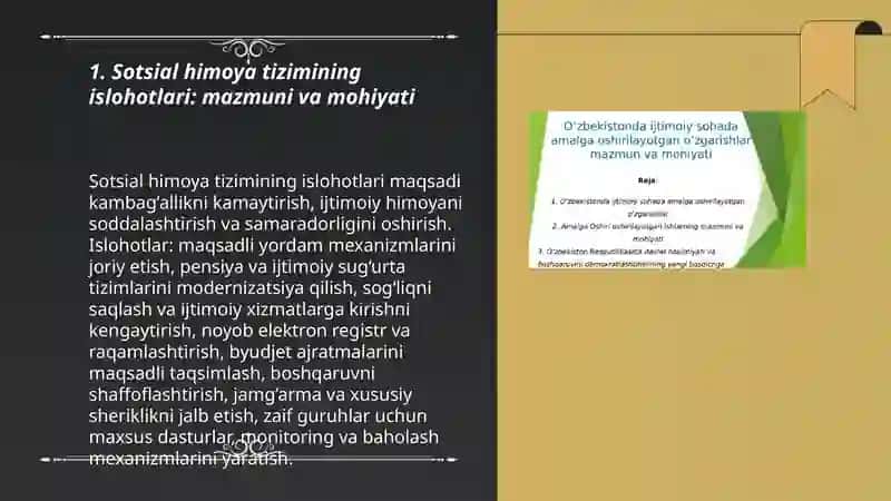 Oʻzbekistonda ijtimoiy sohada amalga oshirilayotgan òzgarishlar mazmun va mohiyati 3