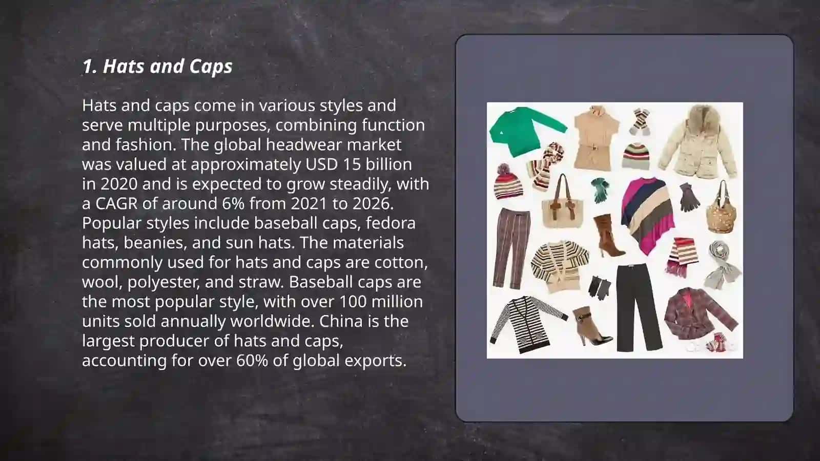 Plan: 1. Hats and Caps 3