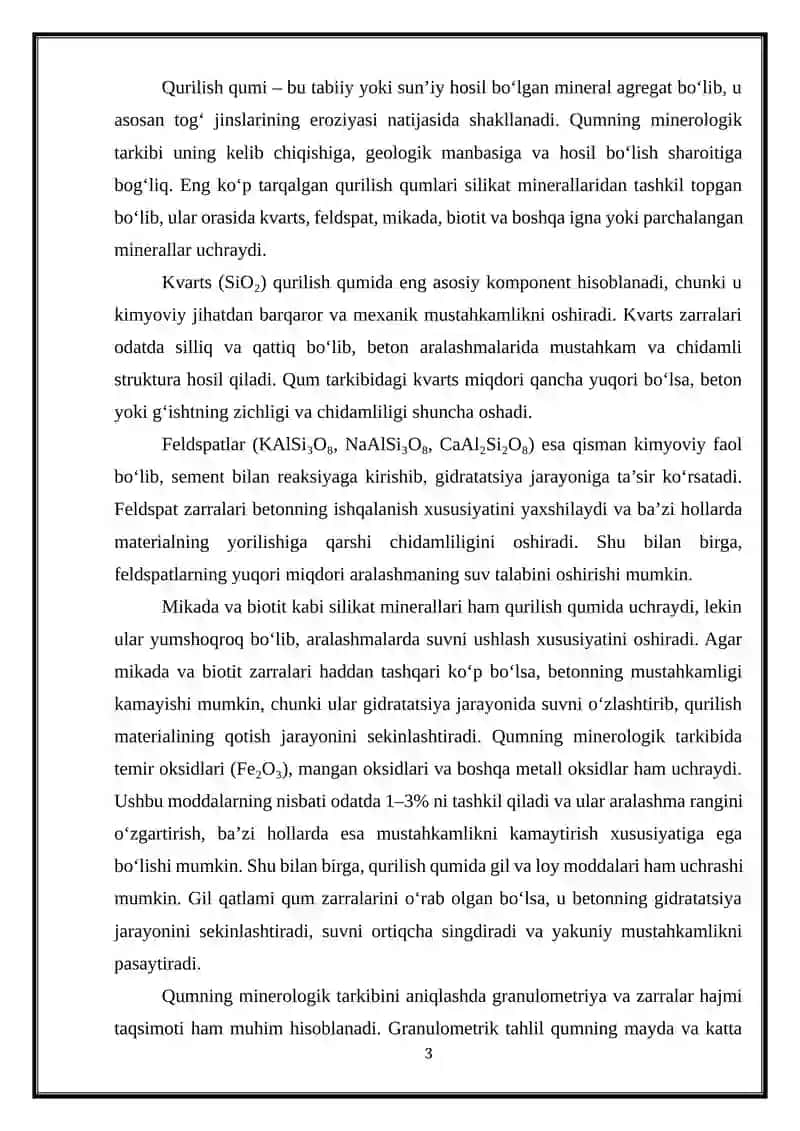 Qurilish qumi minerologik tarkibi 3