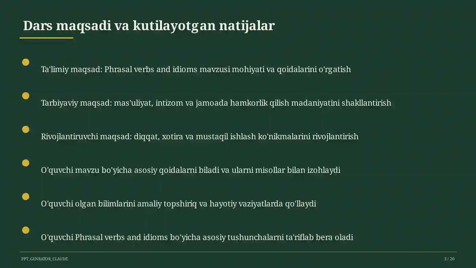 Phrasal verbs and idioms (11-sinf) 3