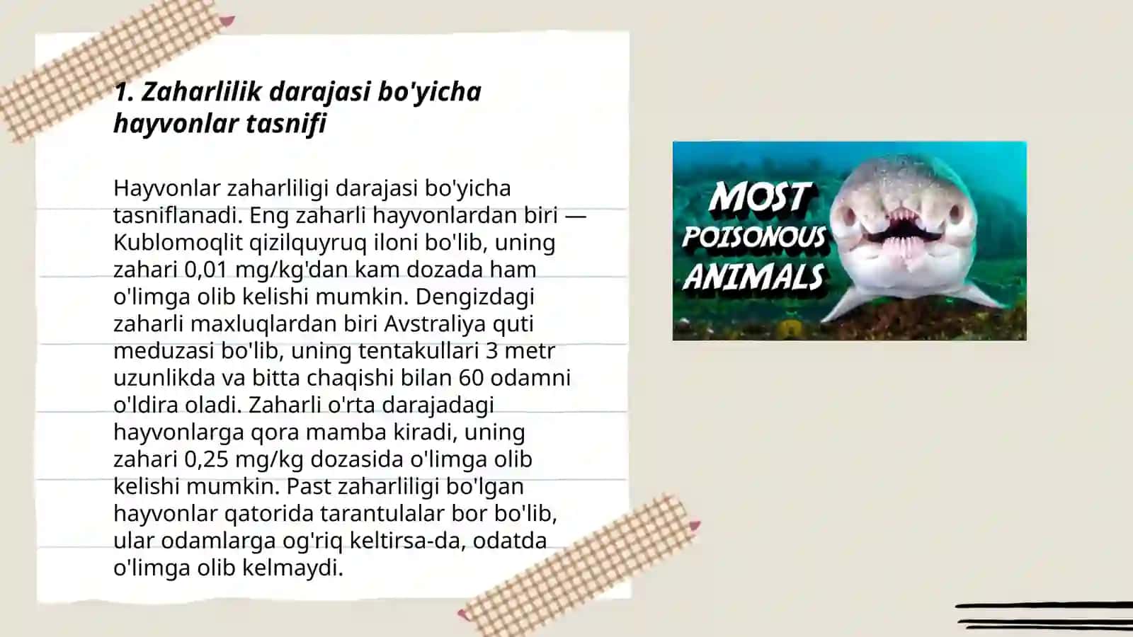Zaharli hayvonlar sistematikasi 3