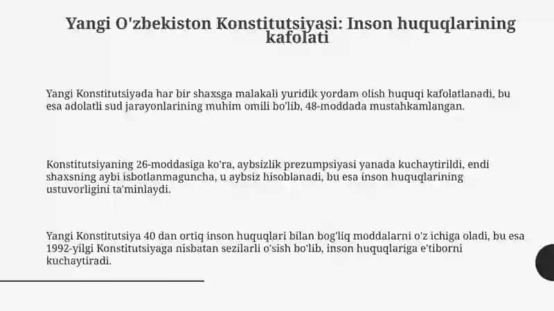 Yangi O'zbekistonda inson huquqlari va erkinliklari kafolatini yaratilishi 3
