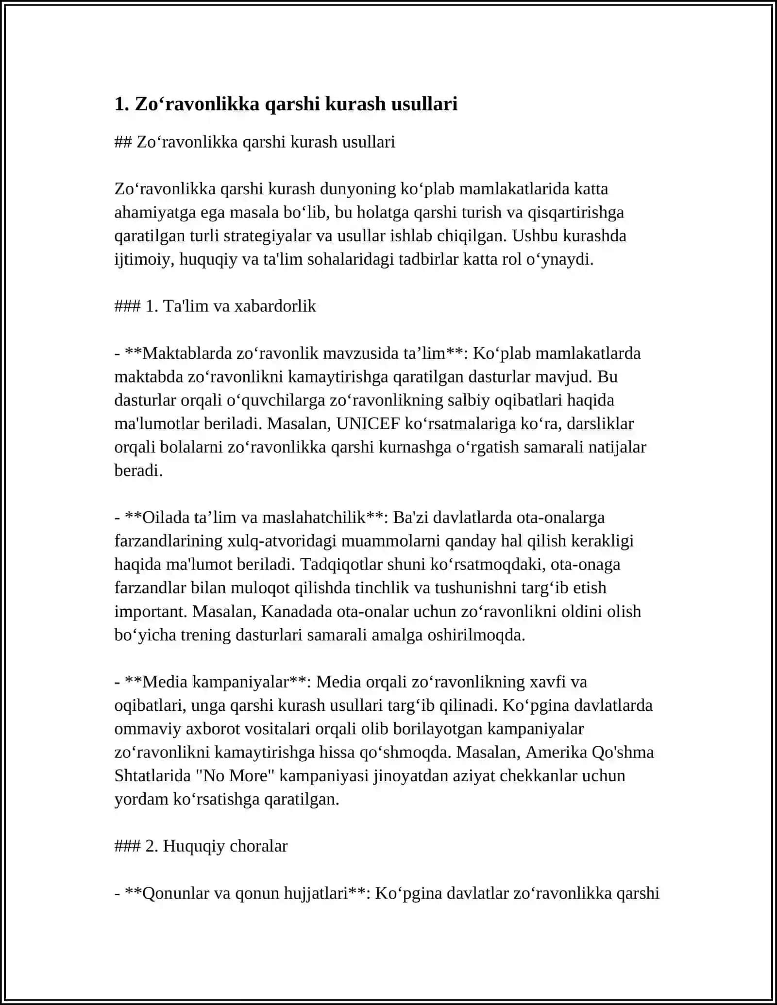 AYOLLARGA NISBATAN ZOʻRAVONLIK 3