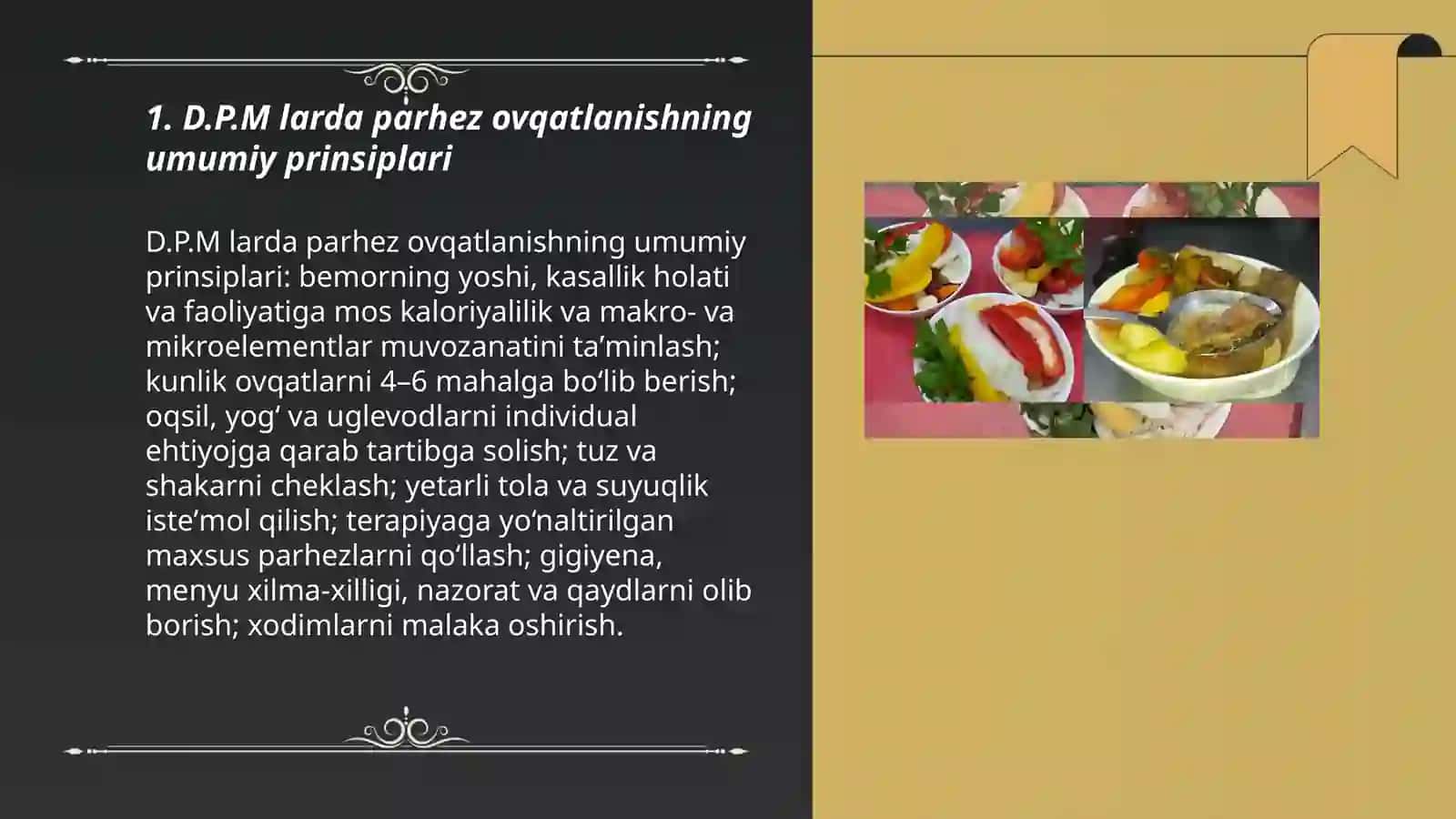 D.P.M larda parhez ovqatlanishning umumiy prinsiplari 3