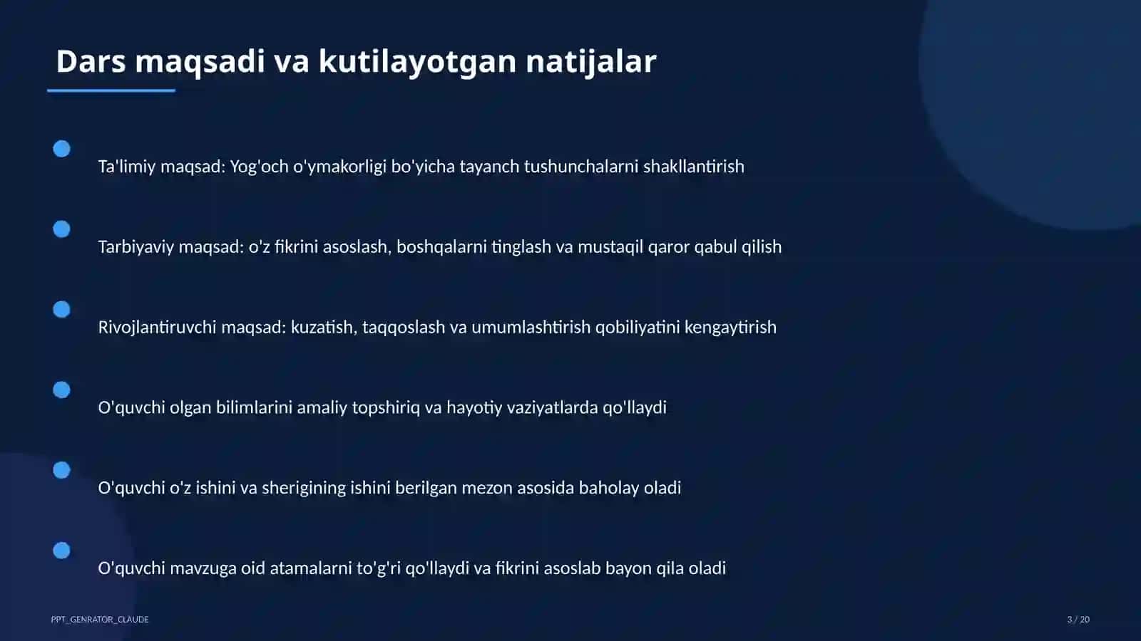 Yog'och o'ymakorligi (7-sinf) 3