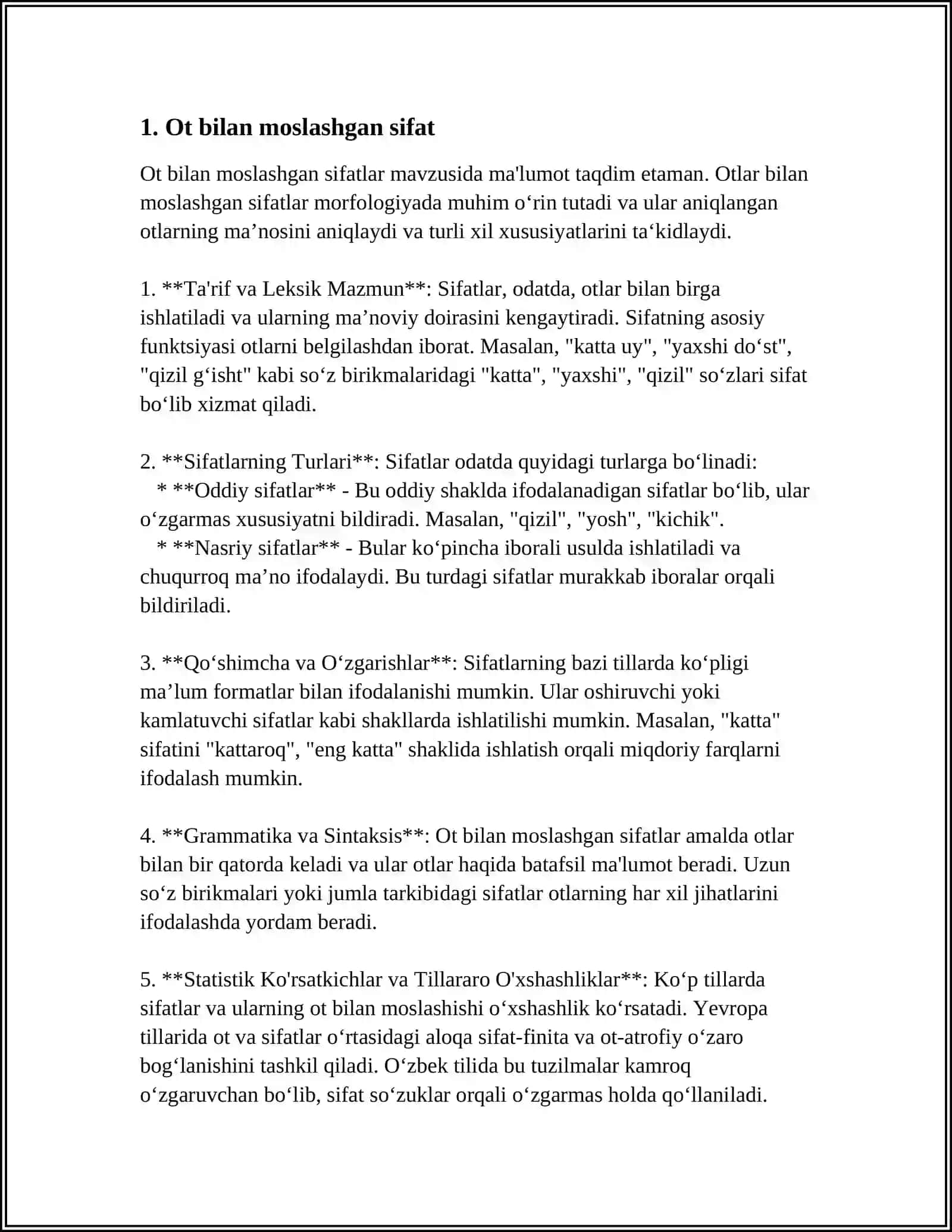 LOTIN TILIDA SIFAT.MOSLASHGAN ANIQLOVCHI ASOSIDA KATEGORIYALAR 3