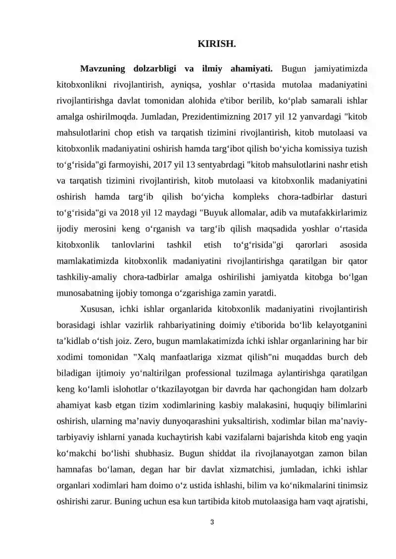 "Oʻquvchilarning kitobxonlikka boʻlgan qiziqishlarini takomillashtirish va rivojlantirish usullari" KURS ISHI 3