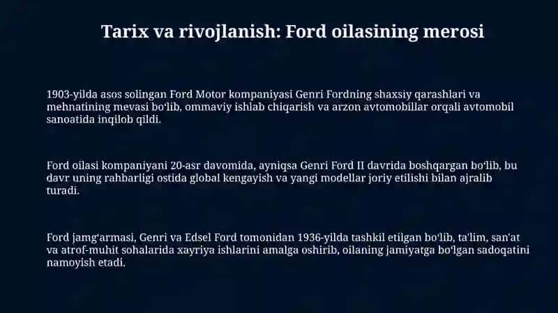 Ford kompaniyasi oilaviy tadbirkorlik misolida 3