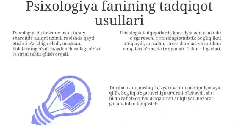 Psixologiya fanining tadqiqot metodlari 3