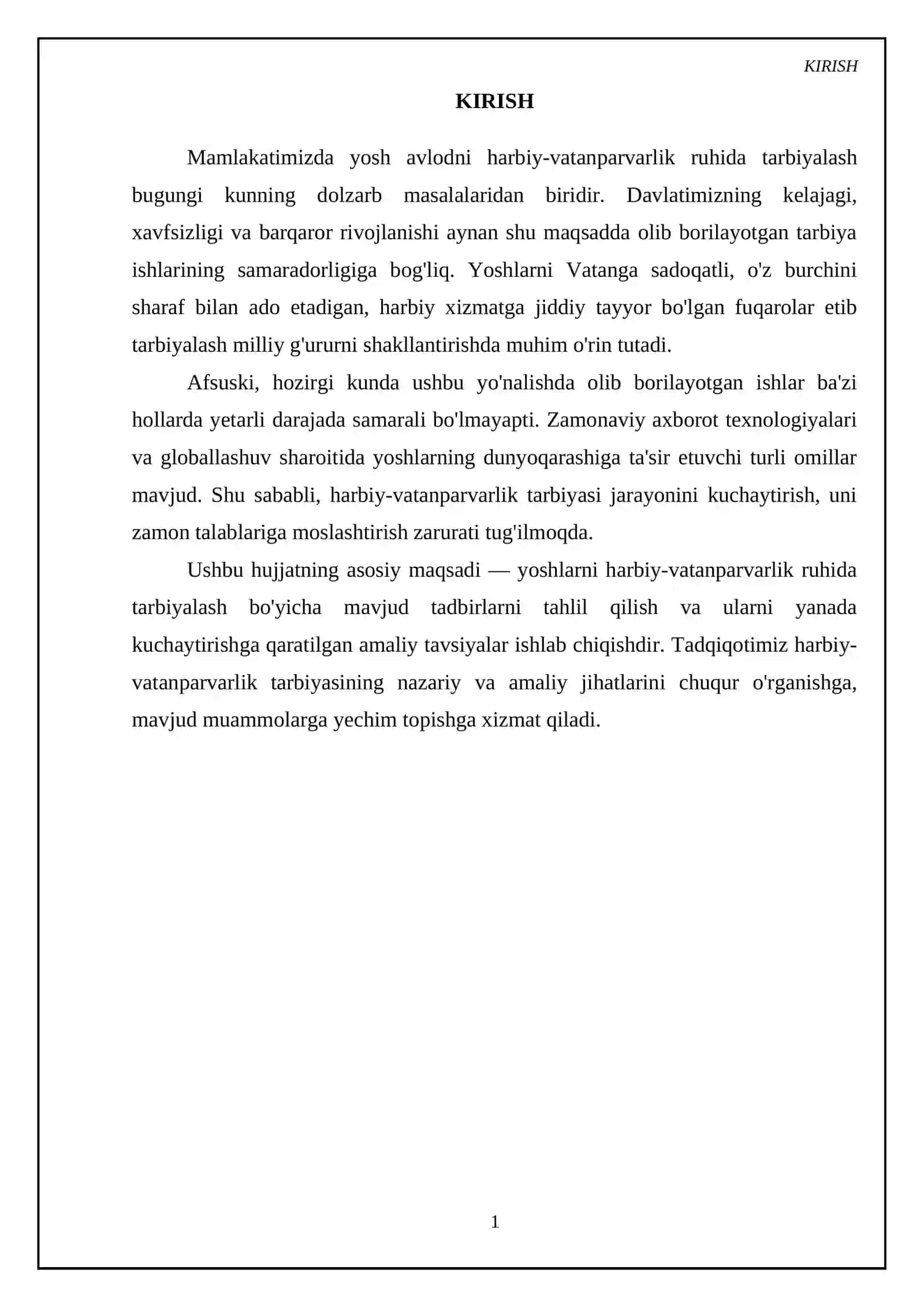 Yoshlarni harbiy vatanparvarlik ruhida tarbiyalash tadbirlarini kuchaytirish 3