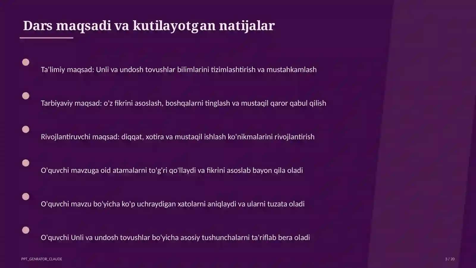 Unli va undosh tovushlar (1-sinf) 3