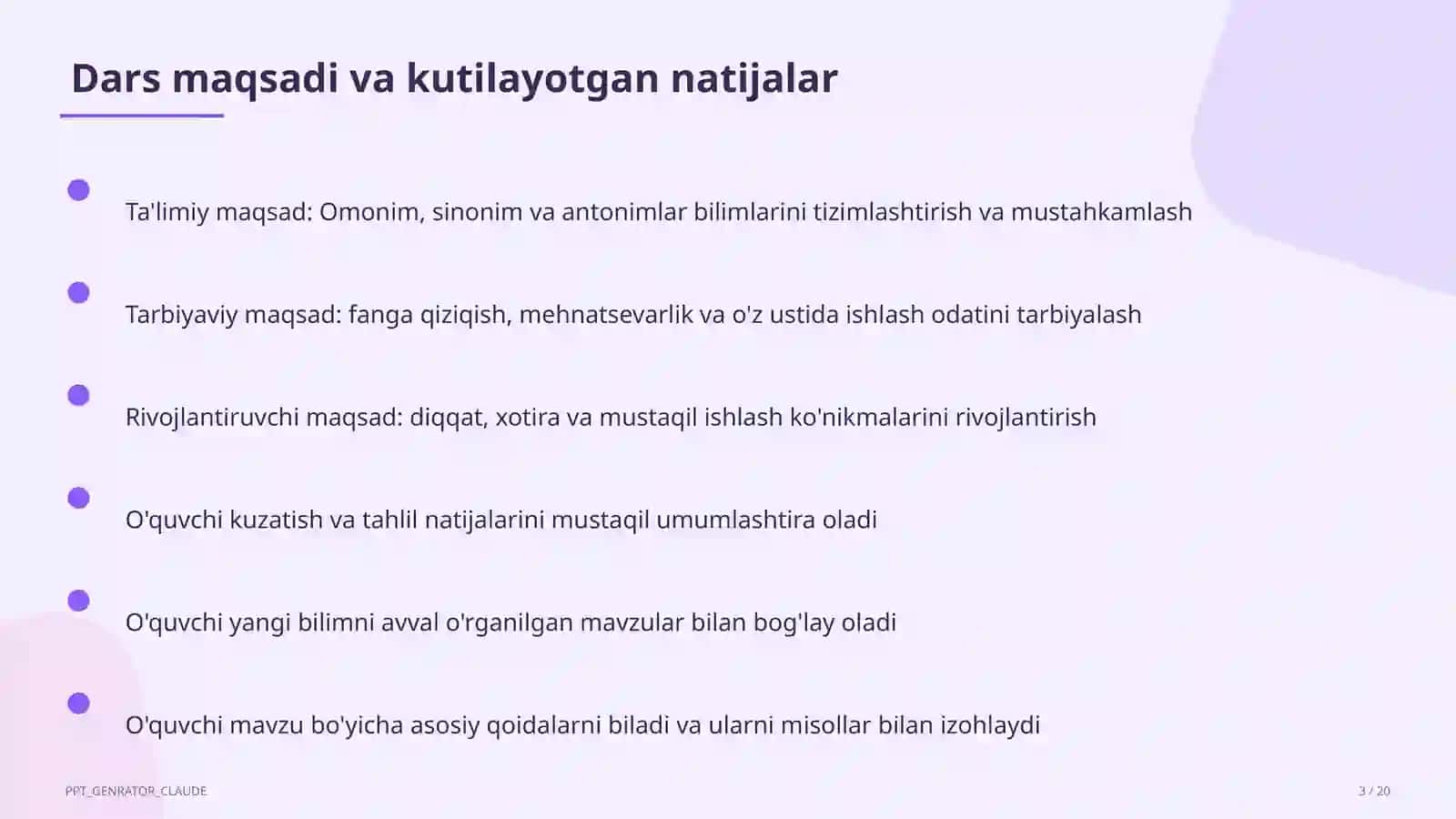 Omonim, sinonim va antonimlar (5-sinf) 3