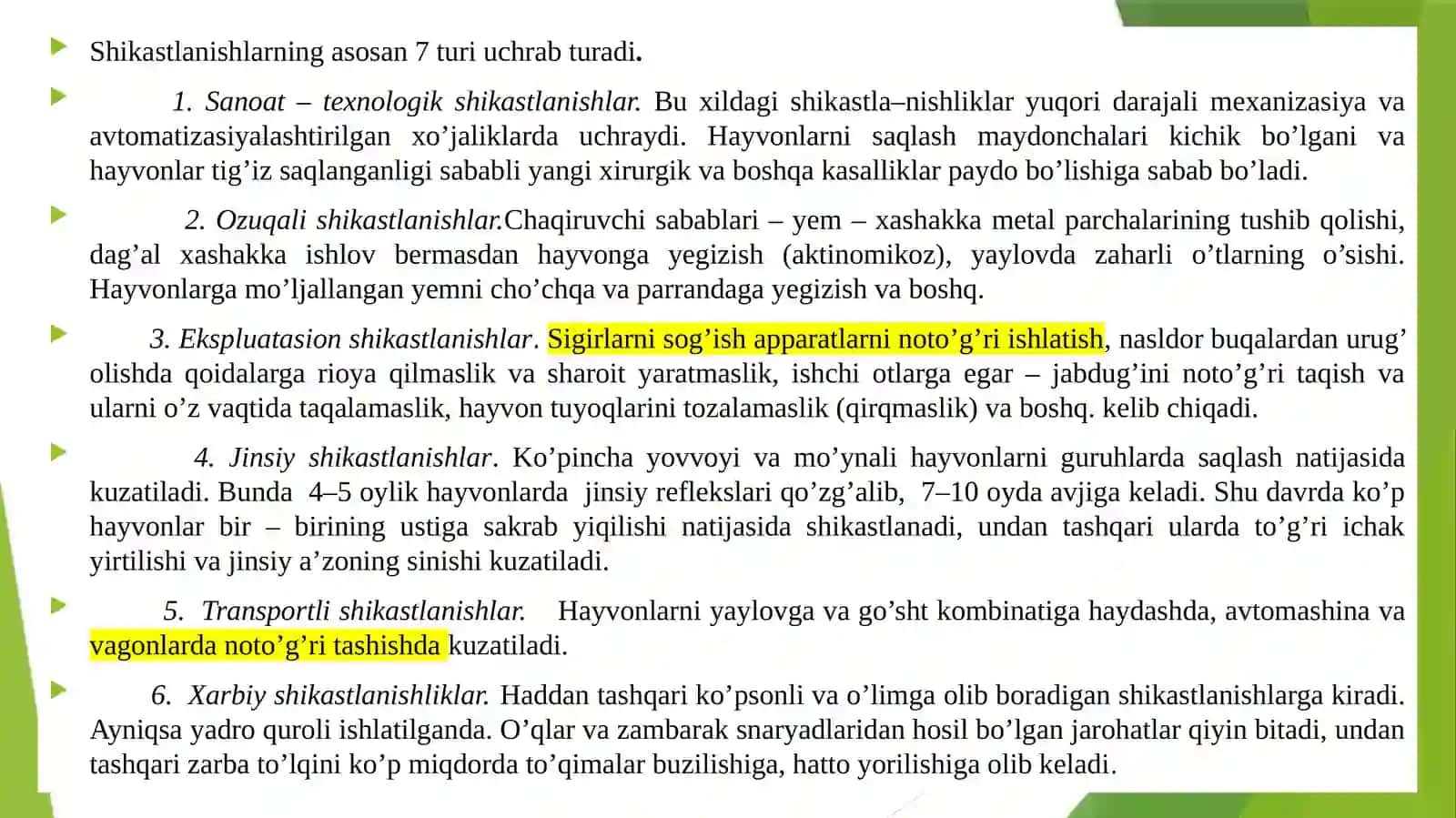 Yovvoyi va mo’ynali hayvonlarda uchraydigan shikastlanishlar, sepsislar, jaroxatlar, suyak sinishlari, ko’z kasalliklarining diagnostikasi va davolash usullari 3