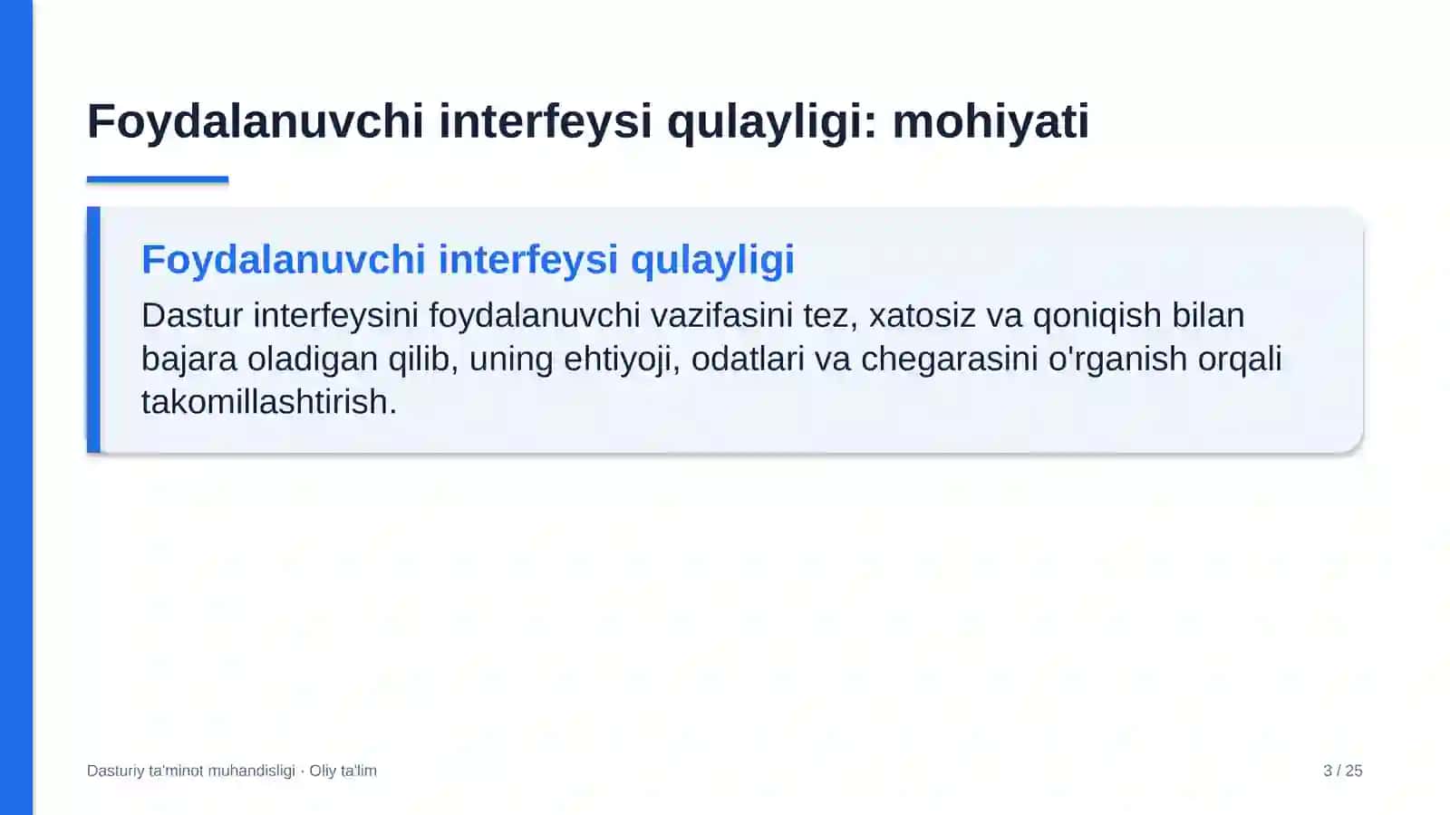 DASTURIY TA'MINOT MUHANDISLIGI · OLIY TA'LIM 3