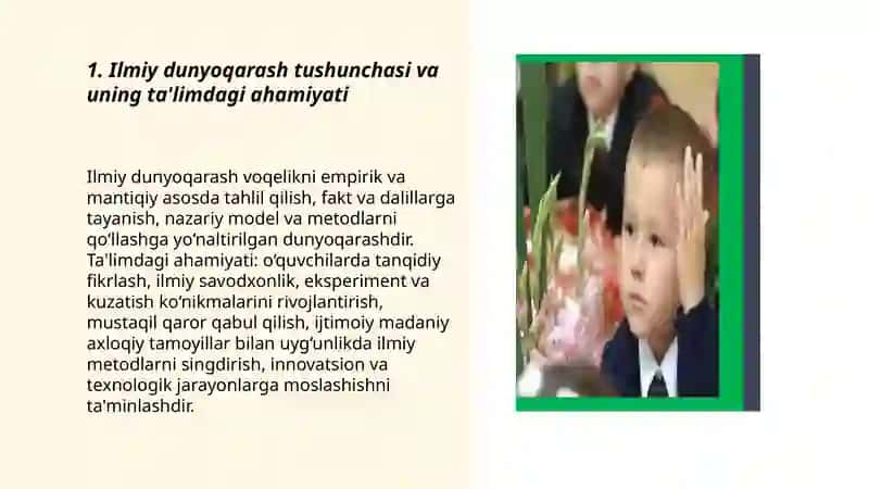 Ilmiy dunyoqarashini shakllantirish va o'quvchilarni aqliy tarbiyalash 3