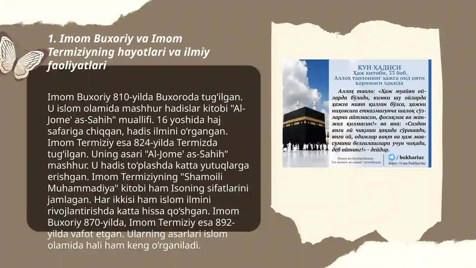 Imom Buxoriy va Imom Termiziyning hadis ilmiga qòshgan hissalarining qiyosiy tahlili 3