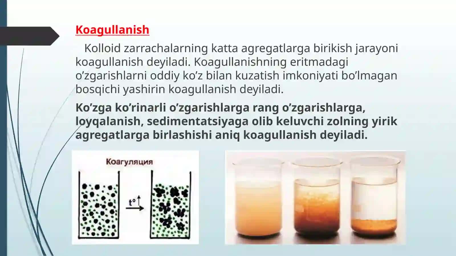 Koagulyasiya jarayonining kimyo va oziq-ovqat sanoatida va atrof - muhit muhofazasidagi ahamiyati. 3