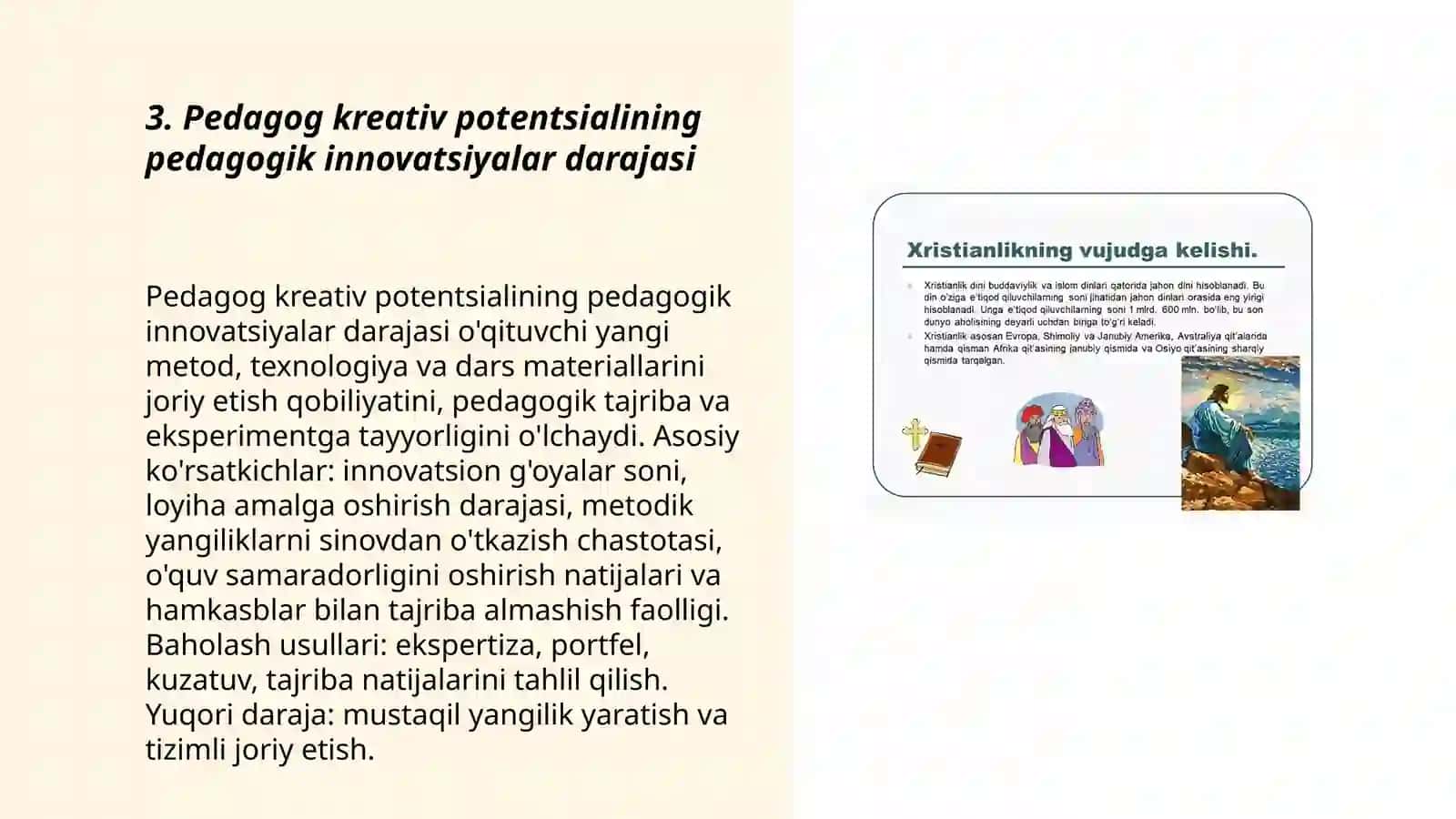 Pedagog kreativ potentsialining pedagogik innovatsiyalar darajasi 3