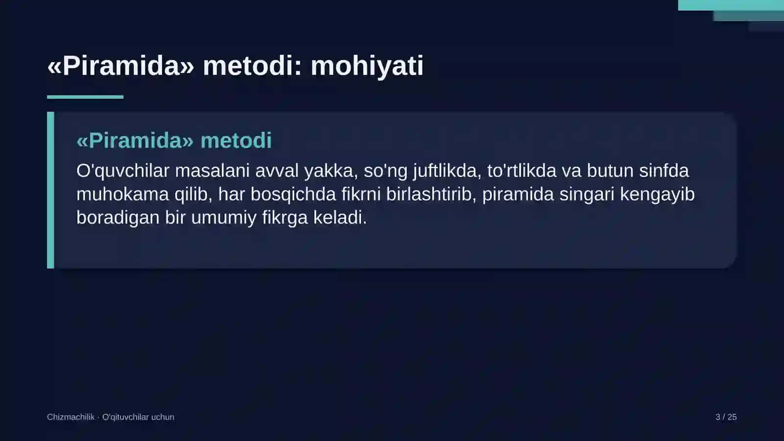 chizmachilik darslarida piramida metodidan foydalanish 9363 3