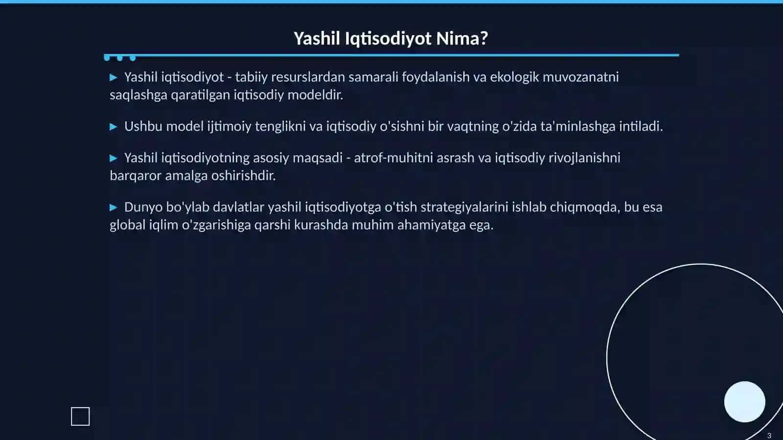 Yashil Iqtisodiyot: Ekologik Barqarorlik va Ijtimoiy Rivojlanish 3