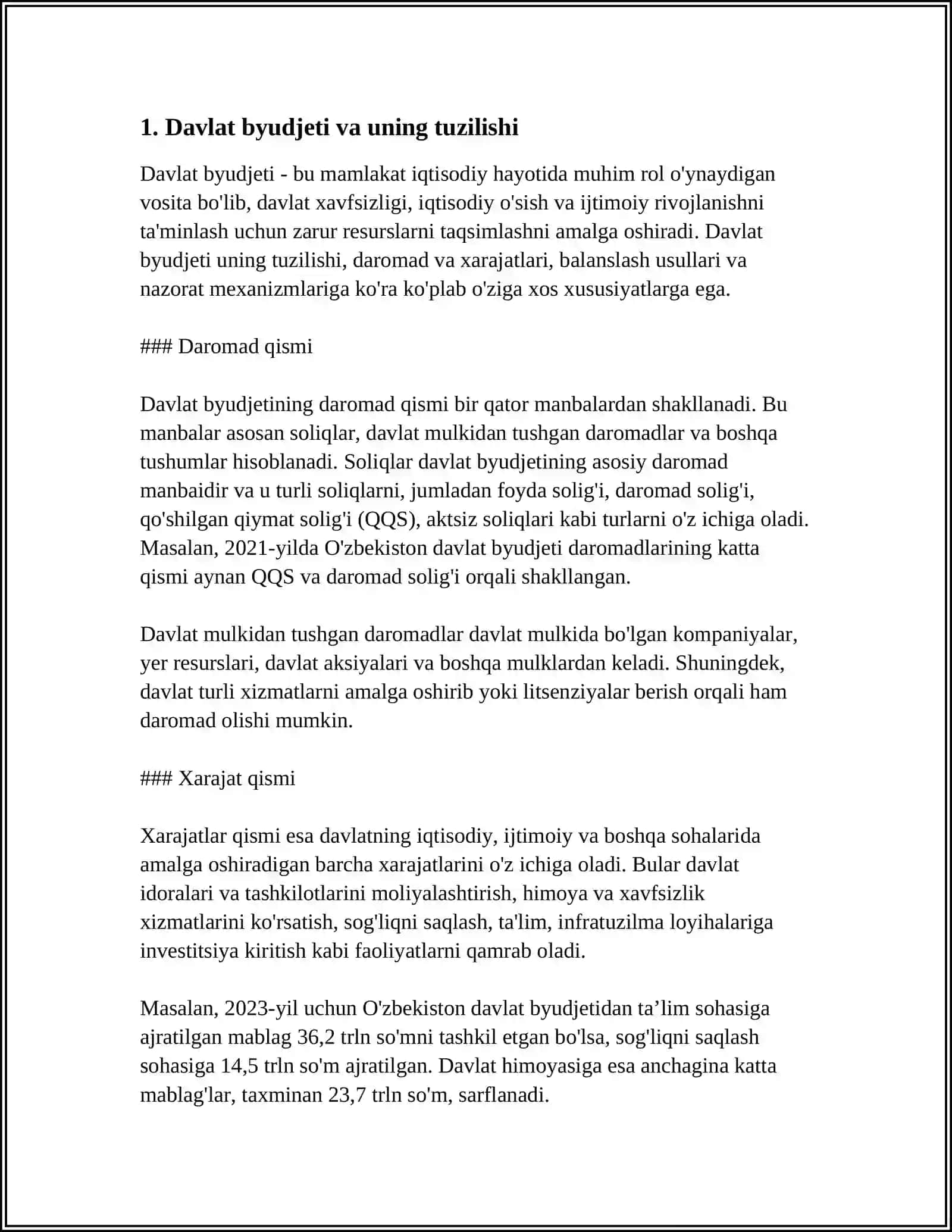 OʻZBEKISTON RESPUBLIKASI OLIY TA’LIM FAN VA INNOVATSIYA VAZIRLIGI POLITEXNIKA INSTITUTI MENEJMENT KAFEDRASI MUSTAQIL ISH 3