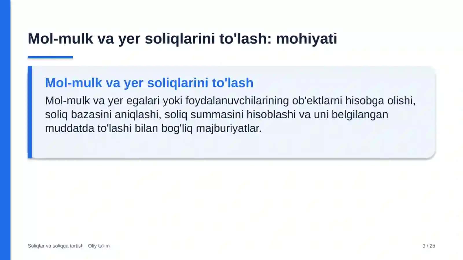 Dori vositalari ulgurji savdosida mol-mulk va yer soliqlarini to'lash 3