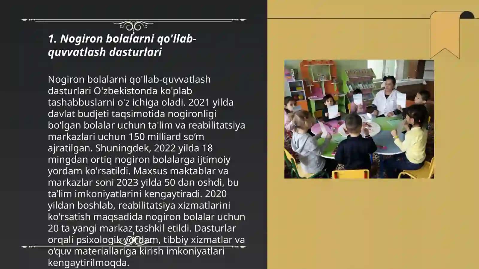 Nogiron bolalarni qo'llab-quvvatlash dasturlari 3