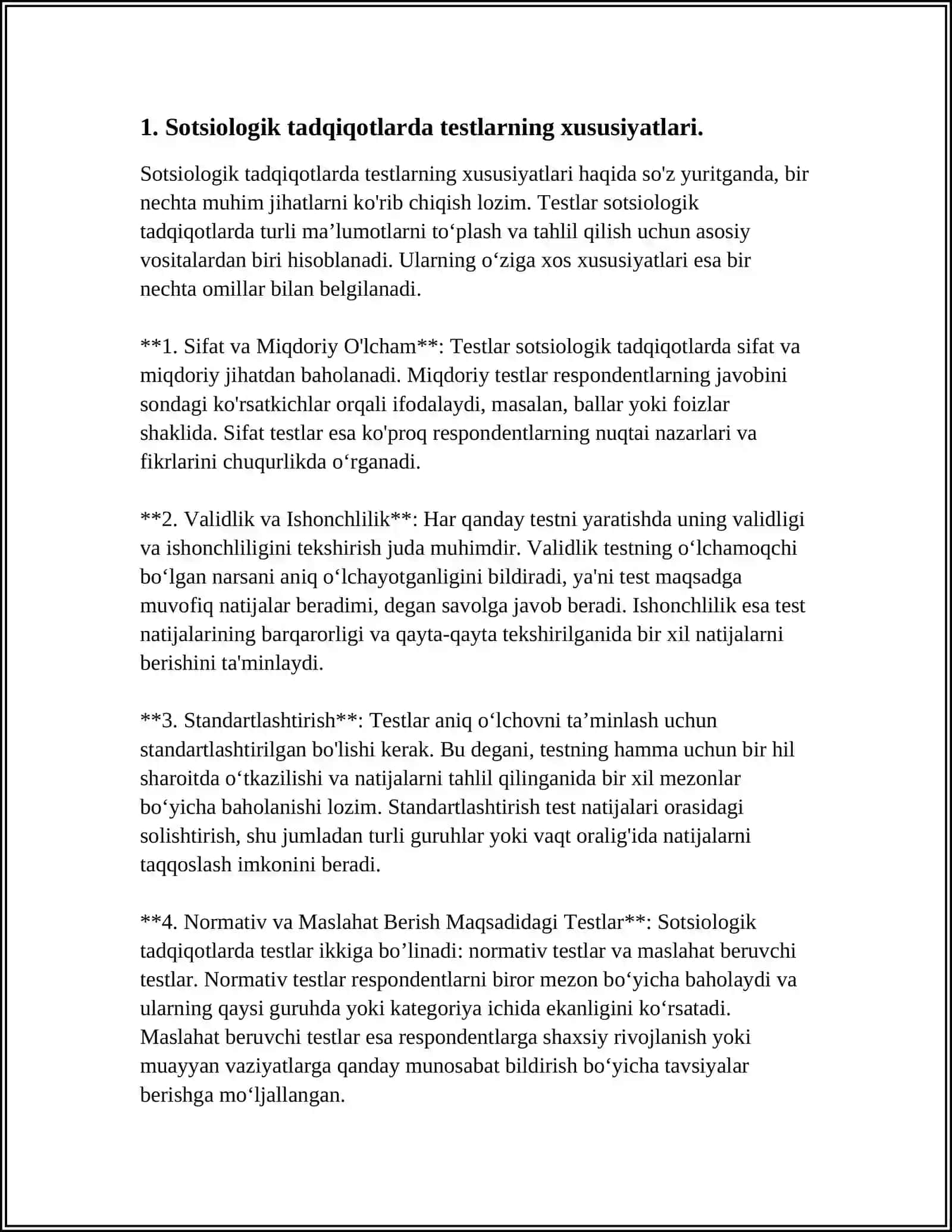 Sotsiologik tadqiqotlarda testlarning xususiyatlari 3