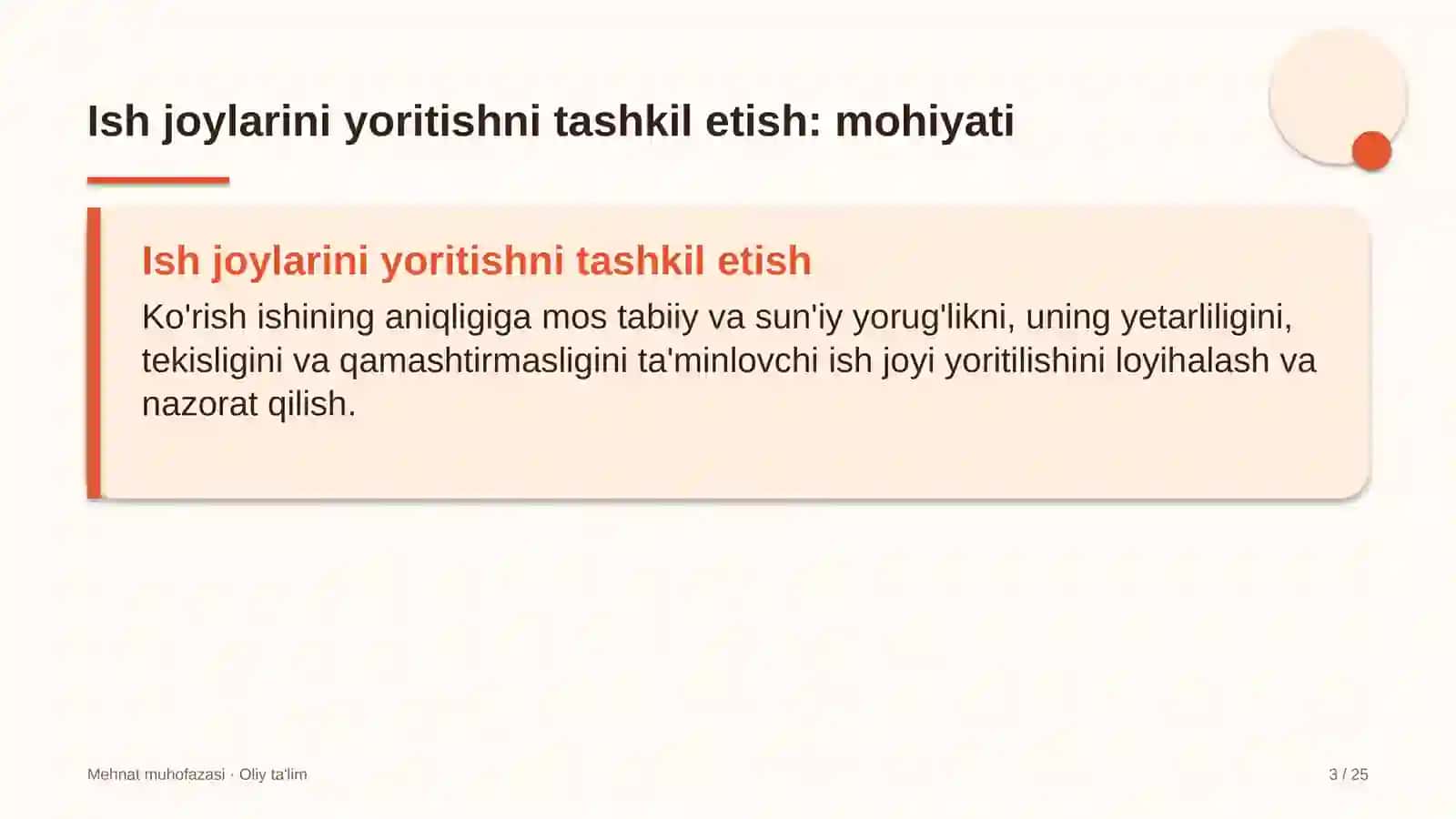 Avtomobillarga gaz to'ldirish shoxobchalarida ish joylarini yoritishni tashkil etish 3