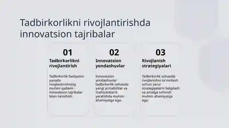O'zbekistonda tadbirkorlikning qo'llab quvvatlanishi 3