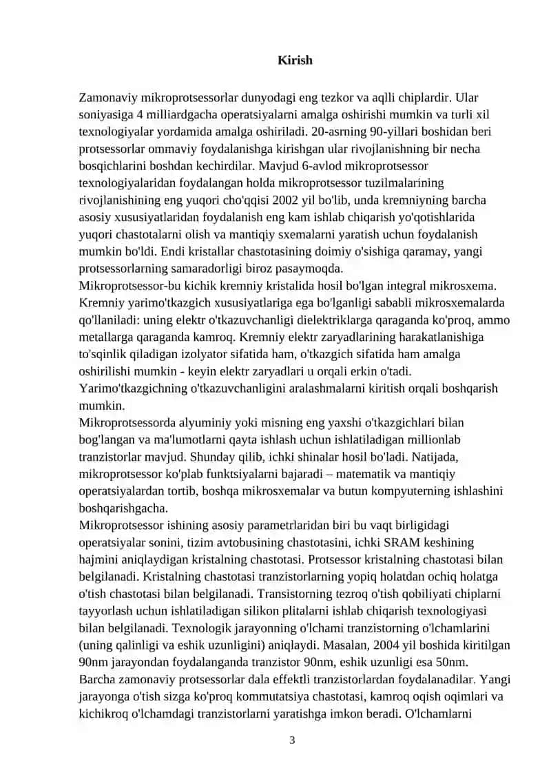 Mikroprotsesorlar xarakteristikasi 3