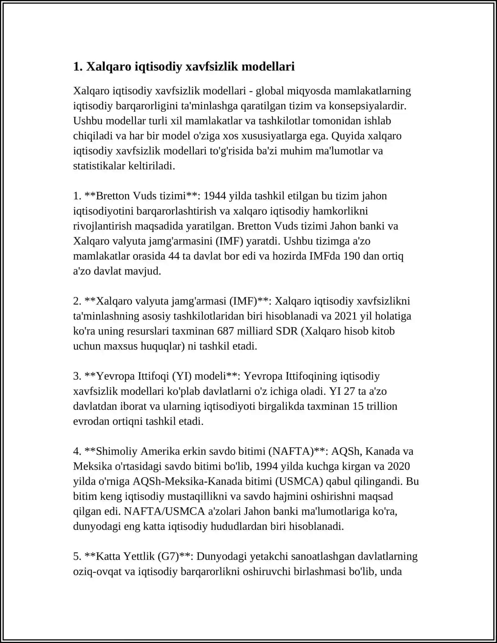 Xalqaro iqtisodiy xavfsizlik modellari 3